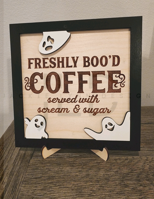 Freshly Boo’d Engraved Coffee Halloween Decor
