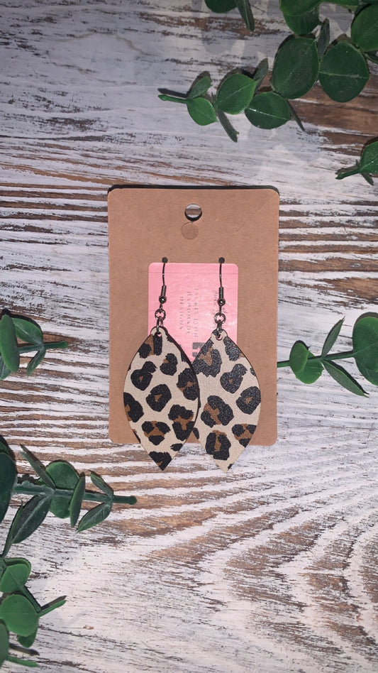 Leopard Oval Wooden Earrings